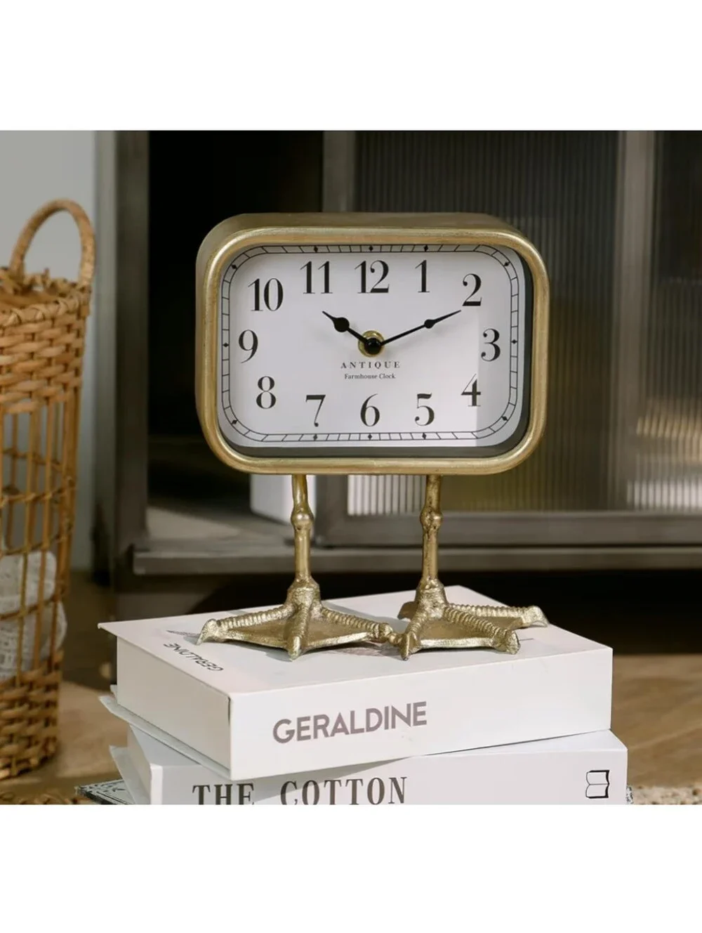Nikky Home NWT Retro Iron Duck Palmate Footed Desktop Clock In Gold 8.39